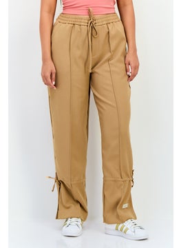 The Giving Movement Women Regular Fit Solid Wide Leg Pants, Tan  - Image 1