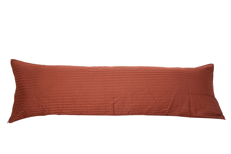 PAPAYA Ultra Soft Body Pillow Long Side Sleeper Pillows for Use During Pregnancy - Cotton Soft Brown Stripes Cover Shell with Soft Virgin Filling (Single Pack) with Cover - Image 1
