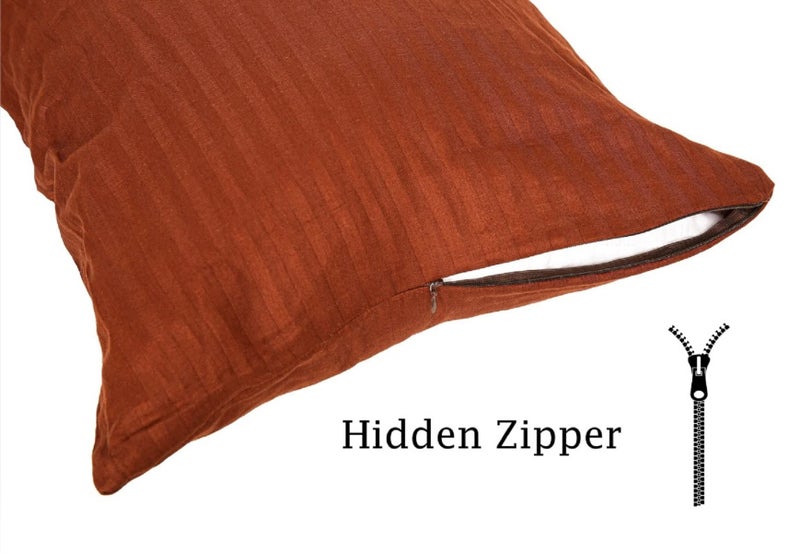 PAPAYA Ultra Soft Body Pillow Long Side Sleeper Pillows for Use During Pregnancy - Cotton Soft Brown Stripes Cover Shell with Soft Virgin Filling (Single Pack) with Cover - Image 5