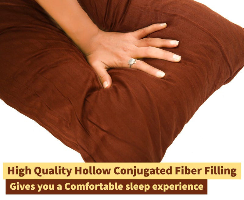 PAPAYA Ultra Soft Body Pillow Long Side Sleeper Pillows for Use During Pregnancy - Cotton Soft Brown Stripes Cover Shell with Soft Virgin Filling (Single Pack) with Cover - Image 4
