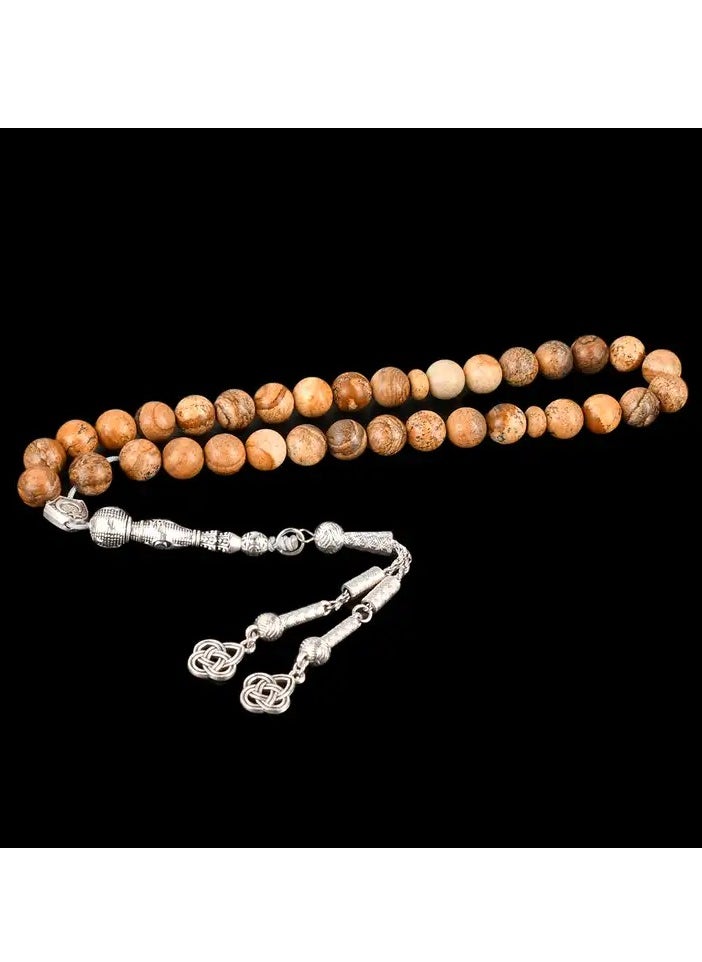 Hilalful HilalFul Prayer Beads - Picture Jasper | Natural Stone | Rosary Beads for Dhikr, Prayer For Adults | Islamic Gift Eid, Ramadan, Wedding, Anniversary, Birthday | 33 Beads  - Image 4