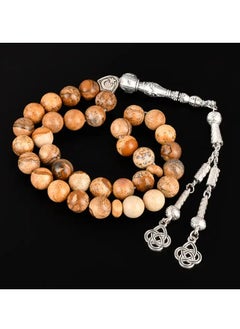 Hilalful HilalFul Prayer Beads - Picture Jasper | Natural Stone | Rosary Beads for Dhikr, Prayer For Adults | Islamic Gift Eid, Ramadan, Wedding, Anniversary, Birthday | 33 Beads  - Image 1