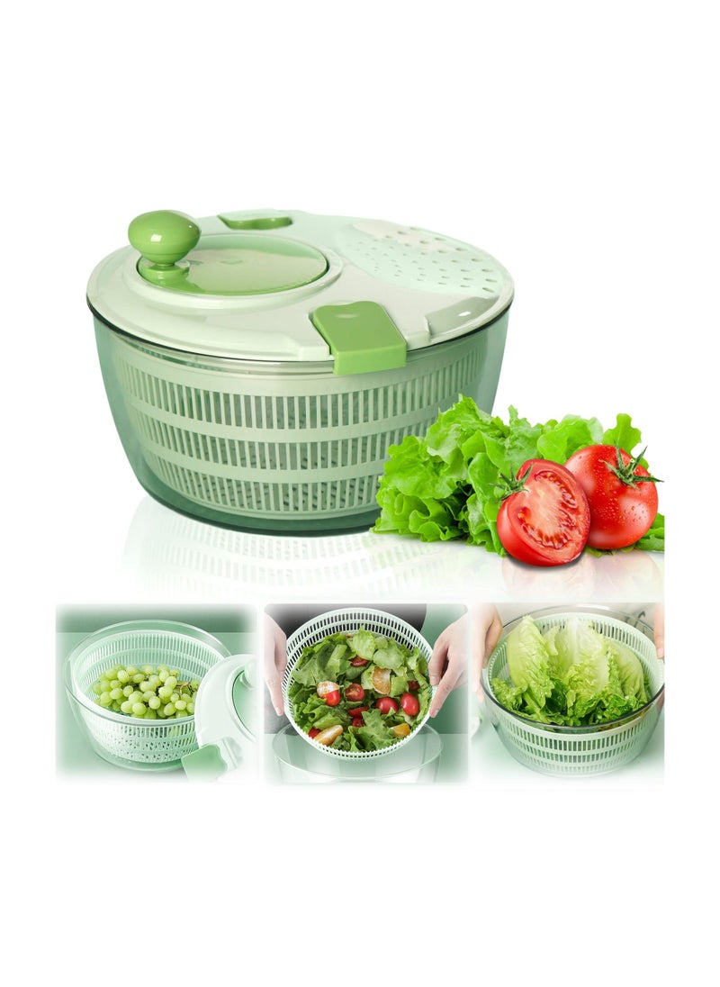 Generic Salad Spinner with Bowl 4.2L Large Vegetable Dryer for Kitchen Salad Washer with Secure Lid Lock Rotary Handle Easy to Clean Fruit and Vegetable Dryer Green  - Image 1