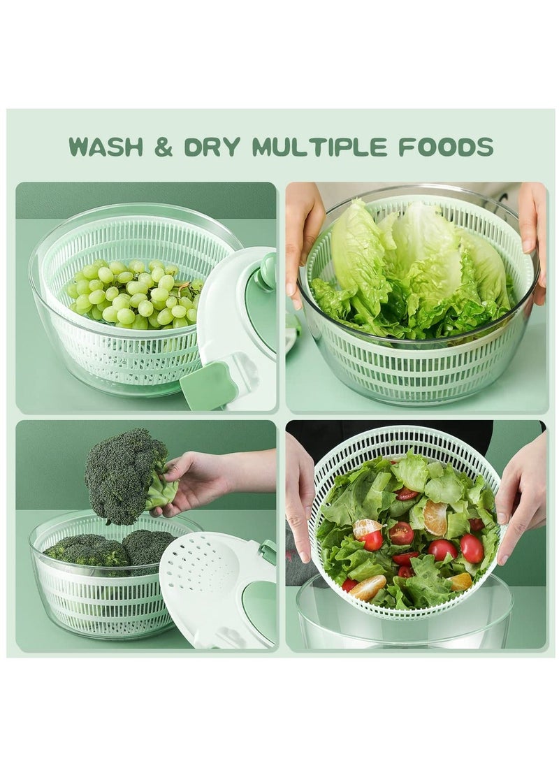 Generic Salad Spinner with Bowl 4.2L Large Vegetable Dryer for Kitchen Salad Washer with Secure Lid Lock Rotary Handle Easy to Clean Fruit and Vegetable Dryer Green  - Image 2