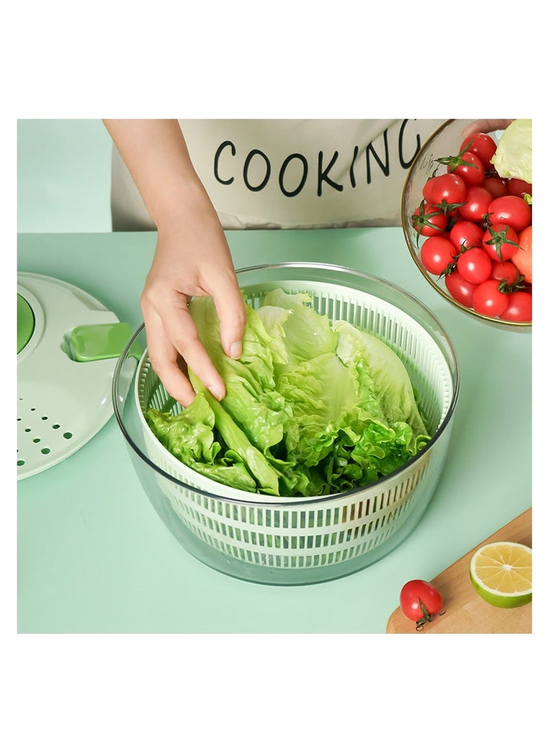 Generic Salad Spinner with Bowl 4.2L Large Vegetable Dryer for Kitchen Salad Washer with Secure Lid Lock Rotary Handle Easy to Clean Fruit and Vegetable Dryer Green  - Image 4