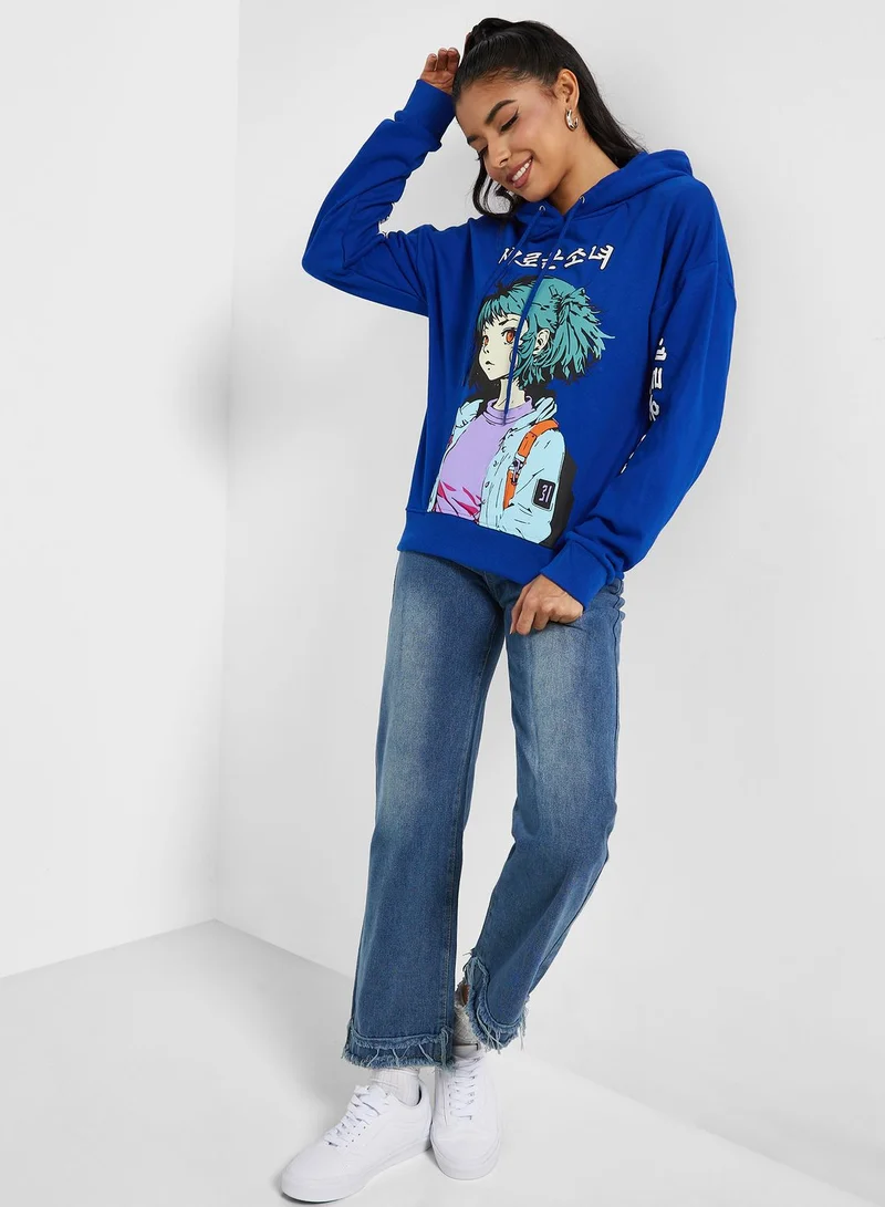 Ginger Graphic Puff Print Hoodie