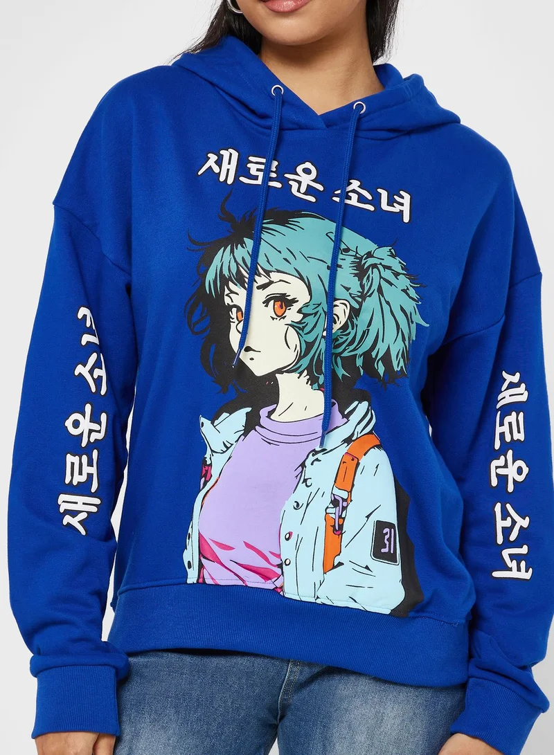Ginger Graphic Puff Print Hoodie