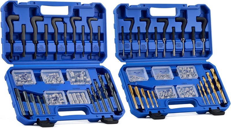 Orion Motor Tech مجموعة إصلاح الخيوط Orion Motor Tech المكونة من 344 قطعة، مجموعة إصلاح Helicoil SAE والمتري مع مثاقب HSS وبراغي تنقيط وإدراجات، مجموعة أدوات استعادة إعادة الخيوط الآلية بمقاسات 1/4" و5/16" و3/8" و7/16" و1/2" وM5 وM6 وM8 وM10 وM12 - Image 1