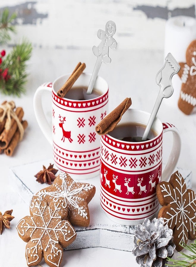 Skyley 32 Pieces Christmas Spoon Set Hot Chocolate Stirring Creative Stainless Steel Coffee Tea Soup Dessert for Drink Mixing Milkshake, 4 Styles, Silver - Image 3