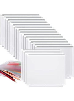 Arabest 30 PCS 3/6 Ring Binder Zipper Pouch Binder Pockets 3/6 Holes Clear Zipper Binder Folders Waterproof PVC Loose Leaf Bags Filling Bags(Tansparent Zippers,A4)  - Image 1