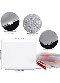 Arabest 30 PCS 3/6 Ring Binder Zipper Pouch Binder Pockets 3/6 Holes Clear Zipper Binder Folders Waterproof PVC Loose Leaf Bags Filling Bags(Tansparent Zippers,A4)  - Image 2