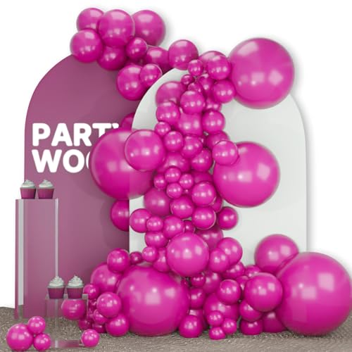 PartyWoo Hot Pink Balloons 140pcs Different Sizes of 18 12 10 5 Inch Magenta Fuchsia Dark Pink Balloon Arch Kit Garland for Bridal Baby Shower Birthday Butterfly Princess Party Decorations PinkY39 - Image 1