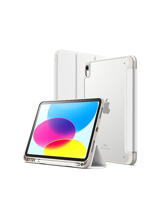 Jetech Matte Case for iPad 10 (10.9-Inch, 2022 Model, 10th Generation) with Pencil Holder, Frosted Translucent Back Slim Stand Protective Tablet Cover (White) - Image 1