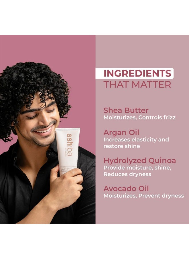 Ashba Botanics Nourishing Conditioner For Dry&Frizzy Hair|Deep Conditioning,& Hydration For Wavy,& Curly Hair|With Shea Butter,Argan,& Green Tea|Natural-Silicone,& Paraben Free-200Ml,1 Count  - Image 3