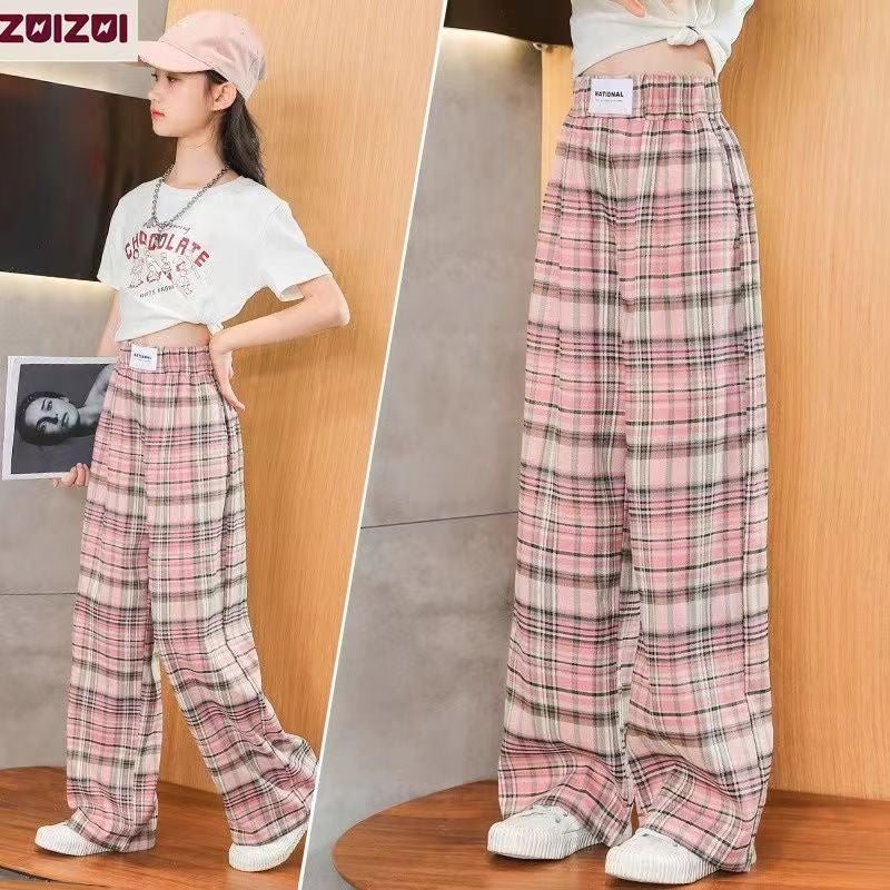 Girls' Summer Pants Summer Thin Stylish Fashionable Wide Leg Pants Women'S Large Children'S Wear Loose Pearted Pants - Image 4