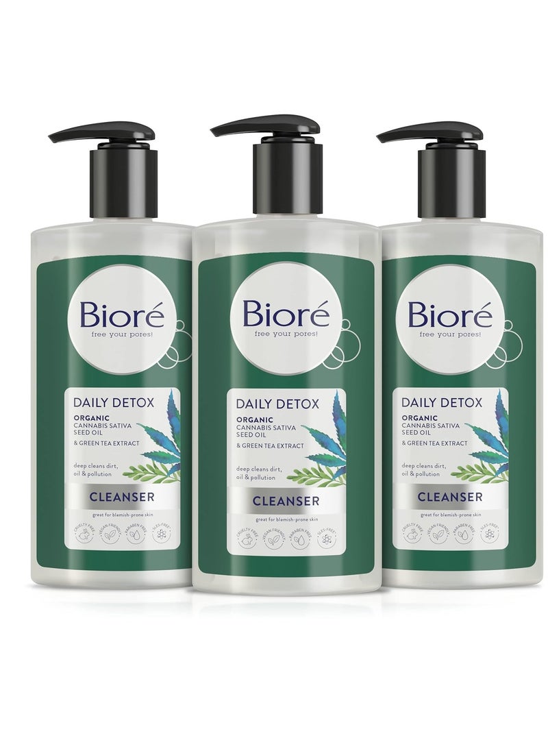 Biore Bioré Detox Face Wash, Acne Facial Cleanser for Blemish Prone Skin, Daily Detox Cleanser, with Organic Hemp Oil and Green Tea Extract, 6.77 Fluid Ounces (3 Pack)  - Image 1