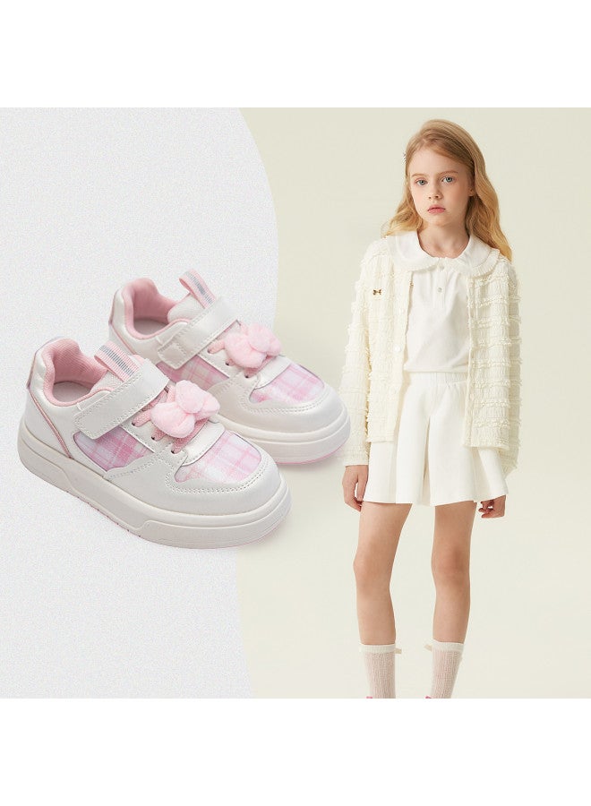 DEESHA Plaid Bow】girls' Casual Sneakers, 25 Spring/autumn Versatile Fashion White Shoes For Students - Image 2