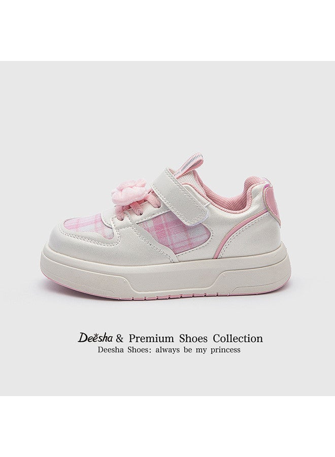 DEESHA Plaid Bow】girls' Casual Sneakers, 25 Spring/autumn Versatile Fashion White Shoes For Students - Image 4
