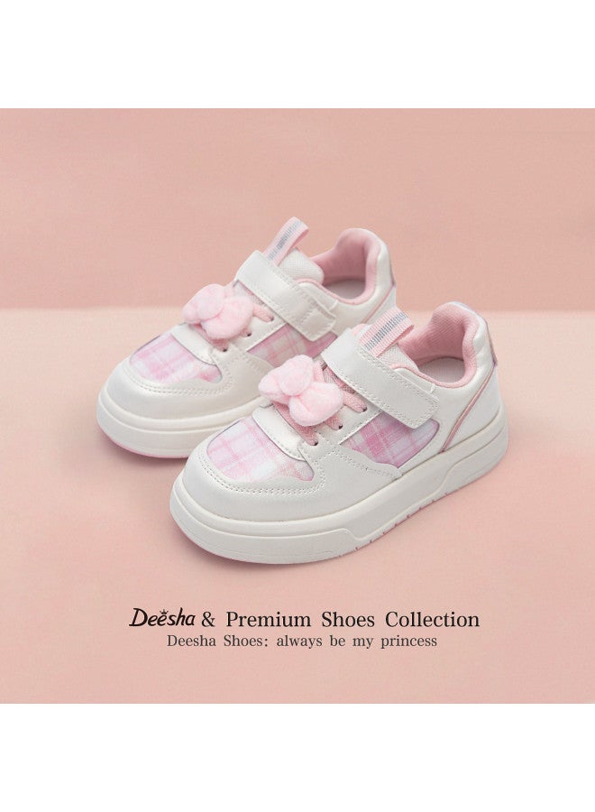 DEESHA Plaid Bow】girls' Casual Sneakers, 25 Spring/autumn Versatile Fashion White Shoes For Students - Image 3