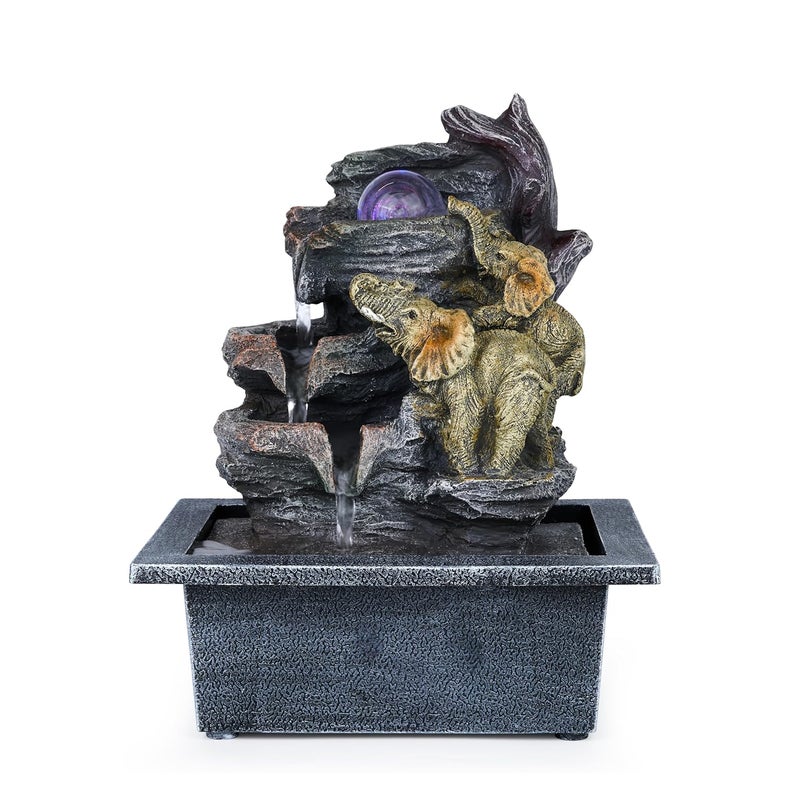 HOME CUBE Polyresin Tabletop Indoor Waterfall Fountain for Home Decor LED Light & Crystal Ball Showpiece Fountain for Living Room Office Housewarming Gift Zen Water Fountain-21x16.1x26cm (FT_08) - Image 4