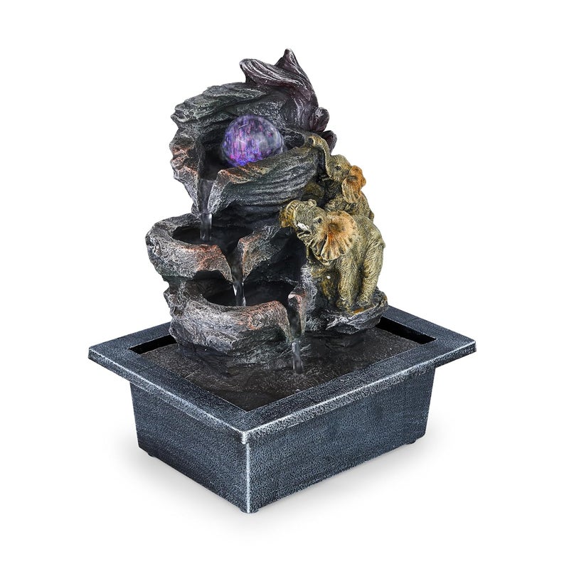 HOME CUBE Polyresin Tabletop Indoor Waterfall Fountain for Home Decor LED Light & Crystal Ball Showpiece Fountain for Living Room Office Housewarming Gift Zen Water Fountain-21x16.1x26cm (FT_08) - Image 5