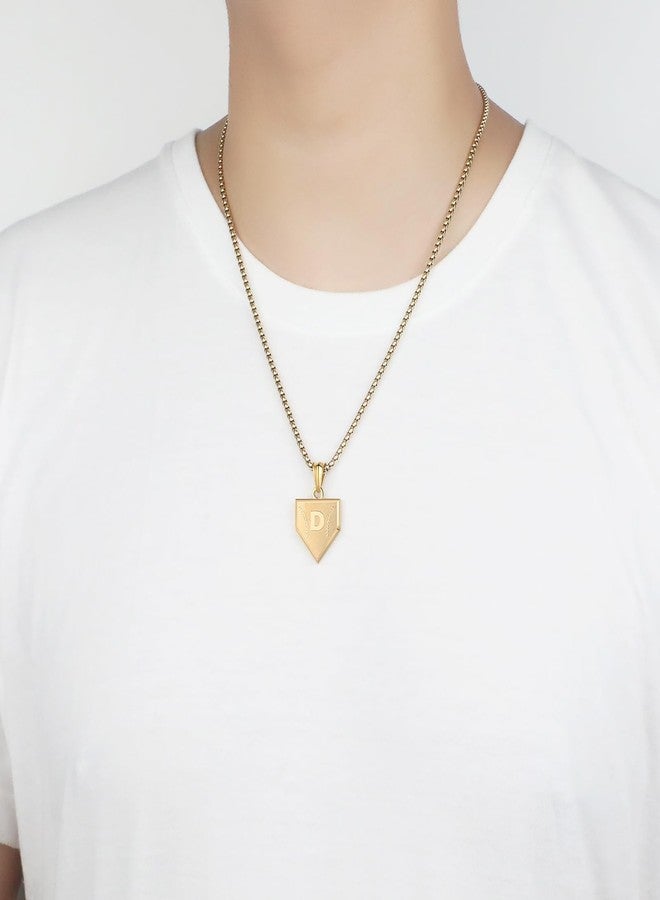SenRan Initial A-Z Necklace for Boys Stainless Steel Letter Shield Pendant Box Chain 22+2 inch Inspirational Baseball Home Plate Necklace Baseball Jewelry Gift for Men(G-J) Over 18 years old - Image 4