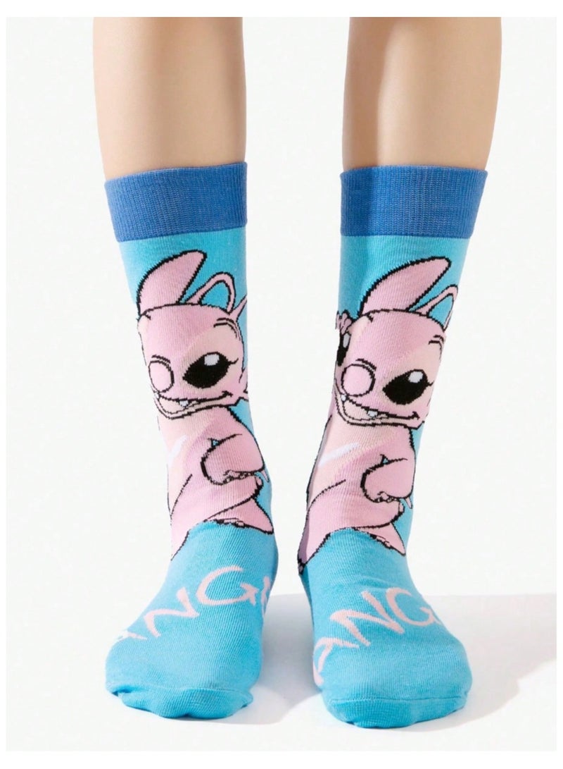 زوج جوارب فوق الساق على شكل رسمة كرتونية