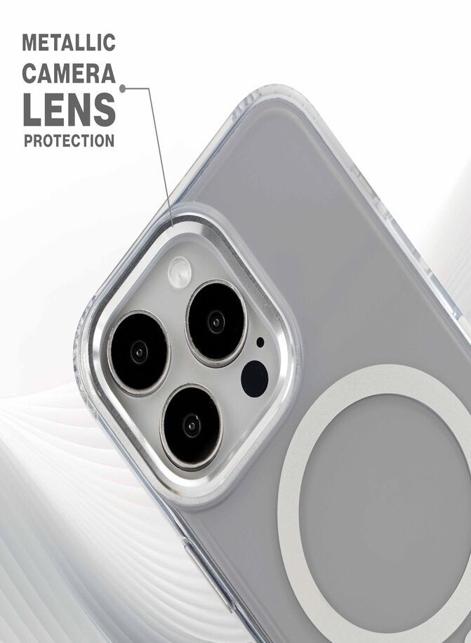 Maxwell Electronics Maxwell Crystalline Compatible with MagSafe Case for iPhone 15 Pro - Clear Drop-Proof Protective Cover with Metallic Camera Lens Protection, Wireless Charging Compatible (Clear) - Image 2