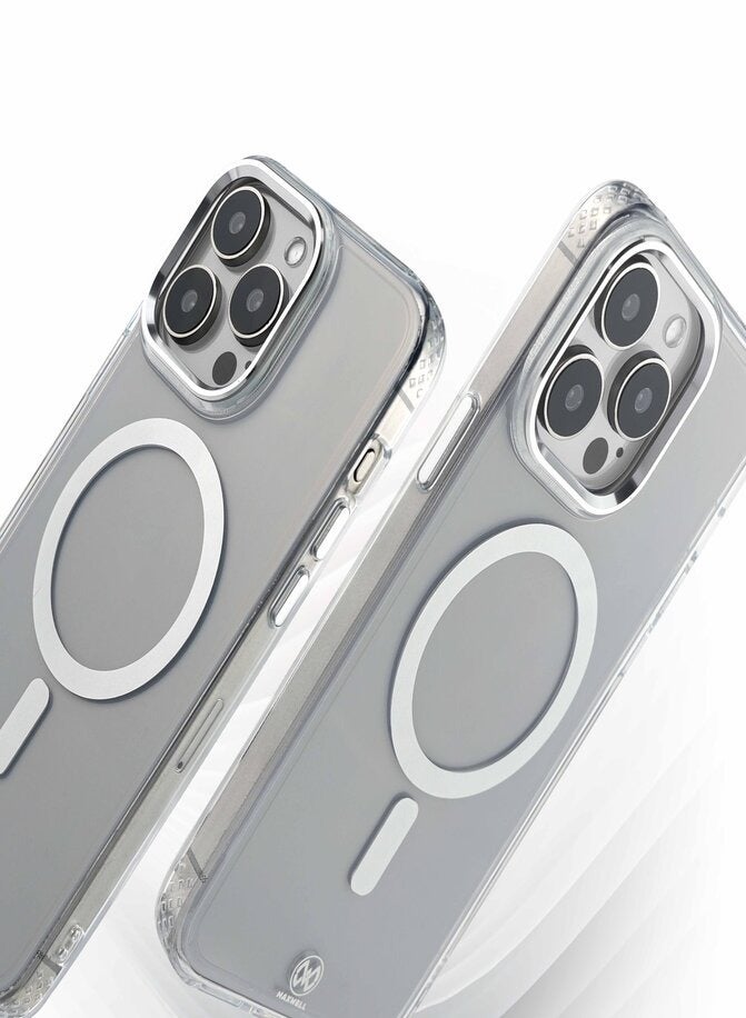 Maxwell Electronics Maxwell Crystalline Compatible with MagSafe Case for iPhone 15 Pro - Clear Drop-Proof Protective Cover with Metallic Camera Lens Protection, Wireless Charging Compatible (Clear) - Image 3
