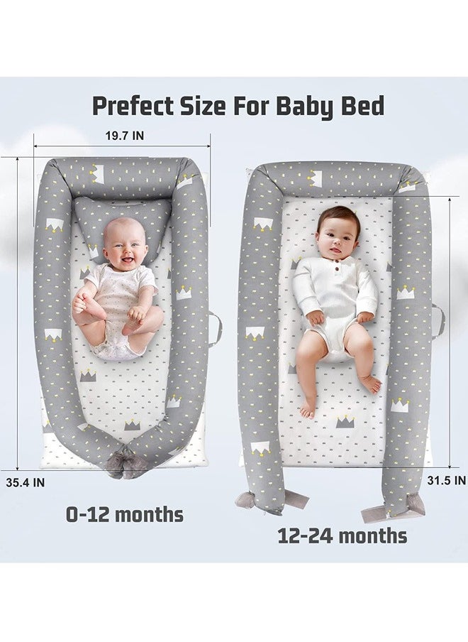 oldlaiben Baby Cots for Newborn, Soft Newborn Bionic Sleeping Bed for Bedroom, Portable Baby Bed with Baby Pillow for Safe Sleeping Baby Pillow for Newborn Baby Gifts for 0-12 Months（Grey）  - Image 2