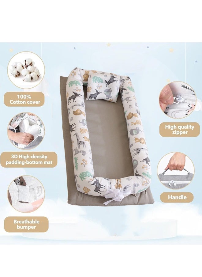 oldlaiben Baby Cots for Newborn, Soft Newborn Bionic Sleeping Bed for Bedroom, Portable Baby Bed with Baby Pillow for Safe Sleeping Baby Pillow for Newborn Baby Gifts for 0-12 Months（Grey）  - Image 4