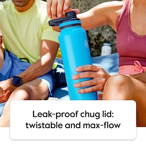 ThermoFlask 18 oz Double Wall Vacuum Insulated Stainless Steel Water Bottle with Spout and Straw Lids, Black - Image 5