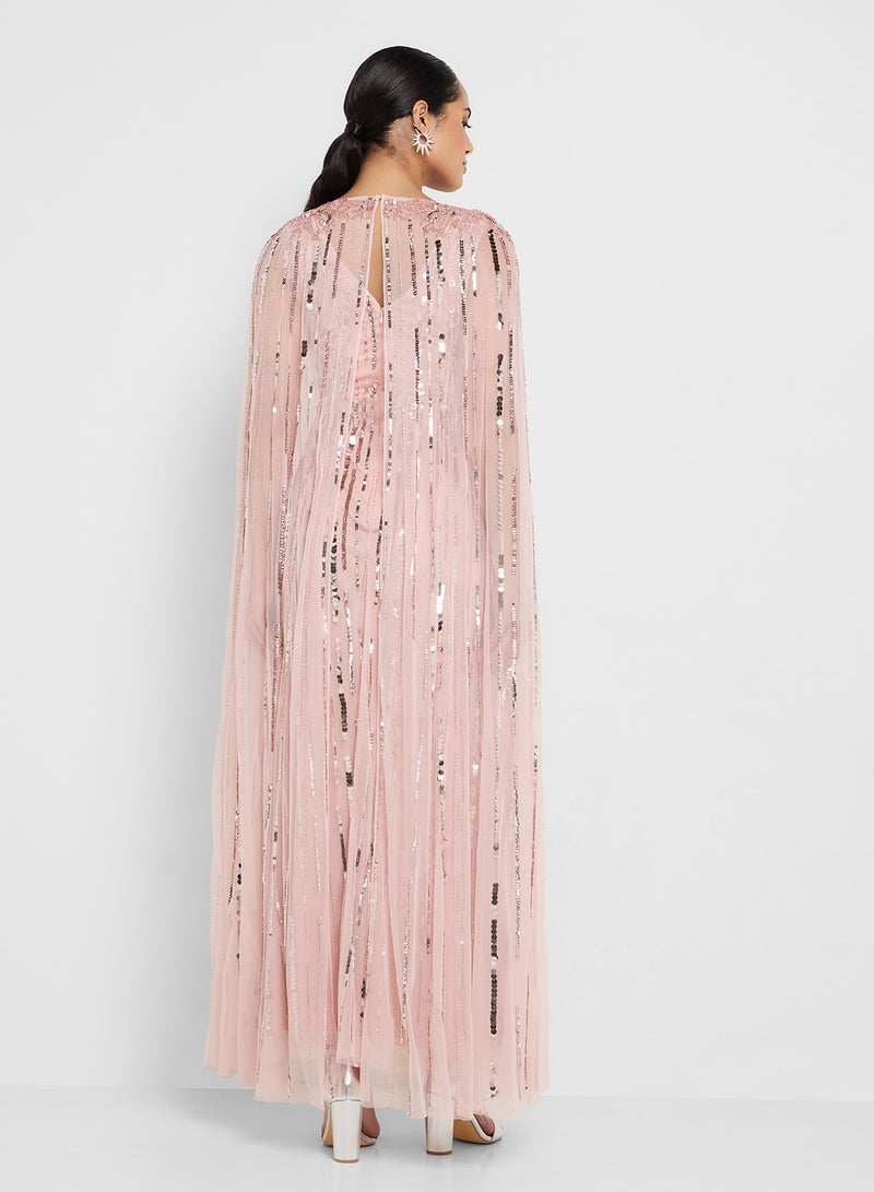 Amelia Rose Cape Sleeve Embellished Maxi Dress  - Image 2