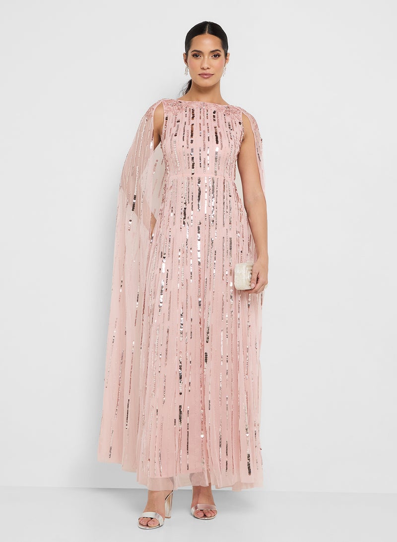 Amelia Rose Cape Sleeve Embellished Maxi Dress  - Image 4