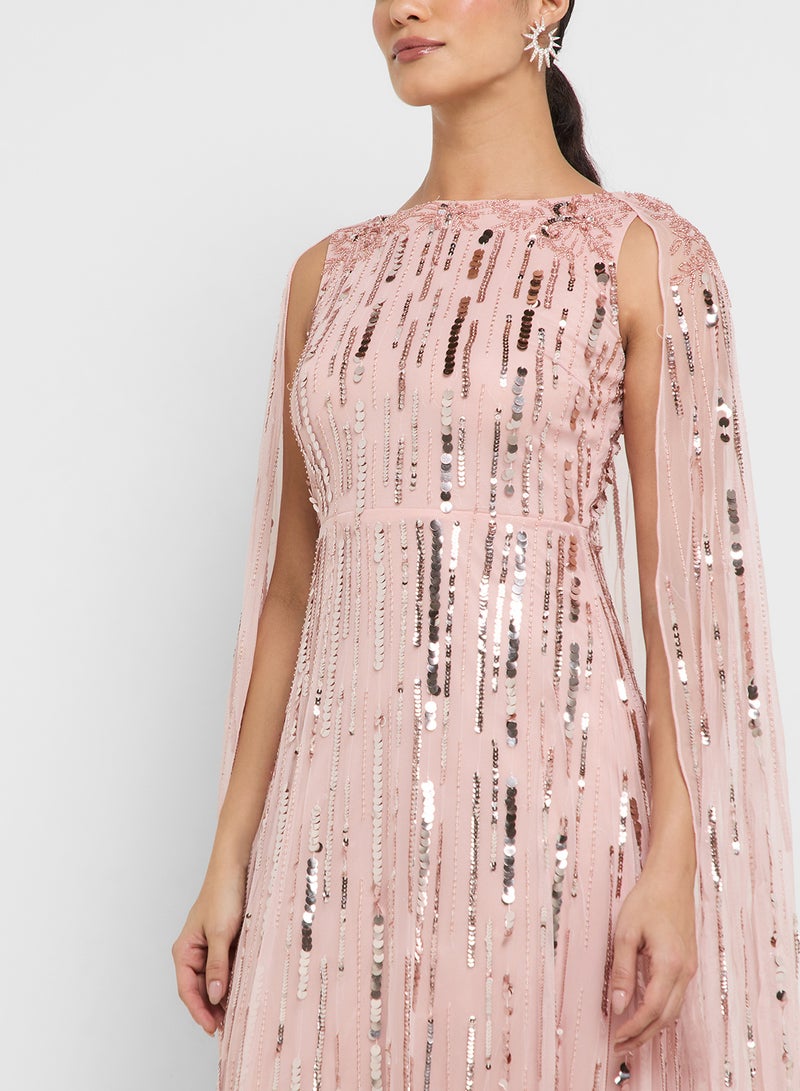 Amelia Rose Cape Sleeve Embellished Maxi Dress  - Image 3