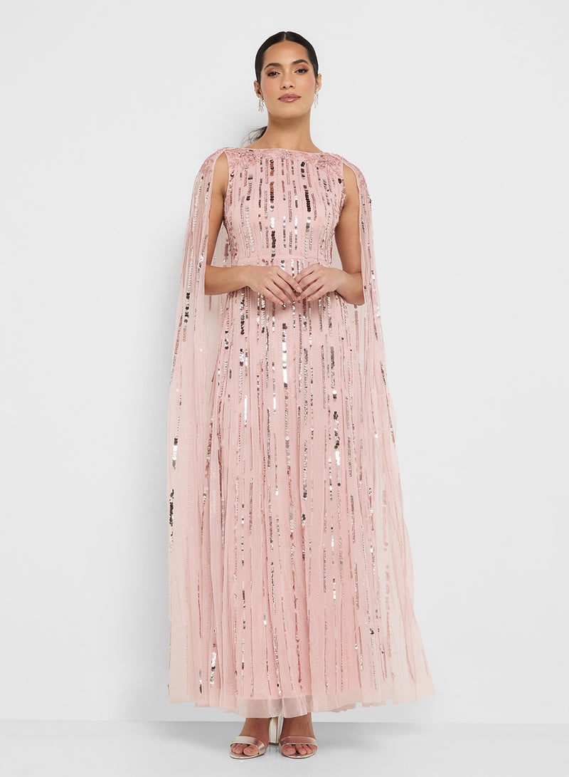 Amelia Rose Cape Sleeve Embellished Maxi Dress  - Image 1