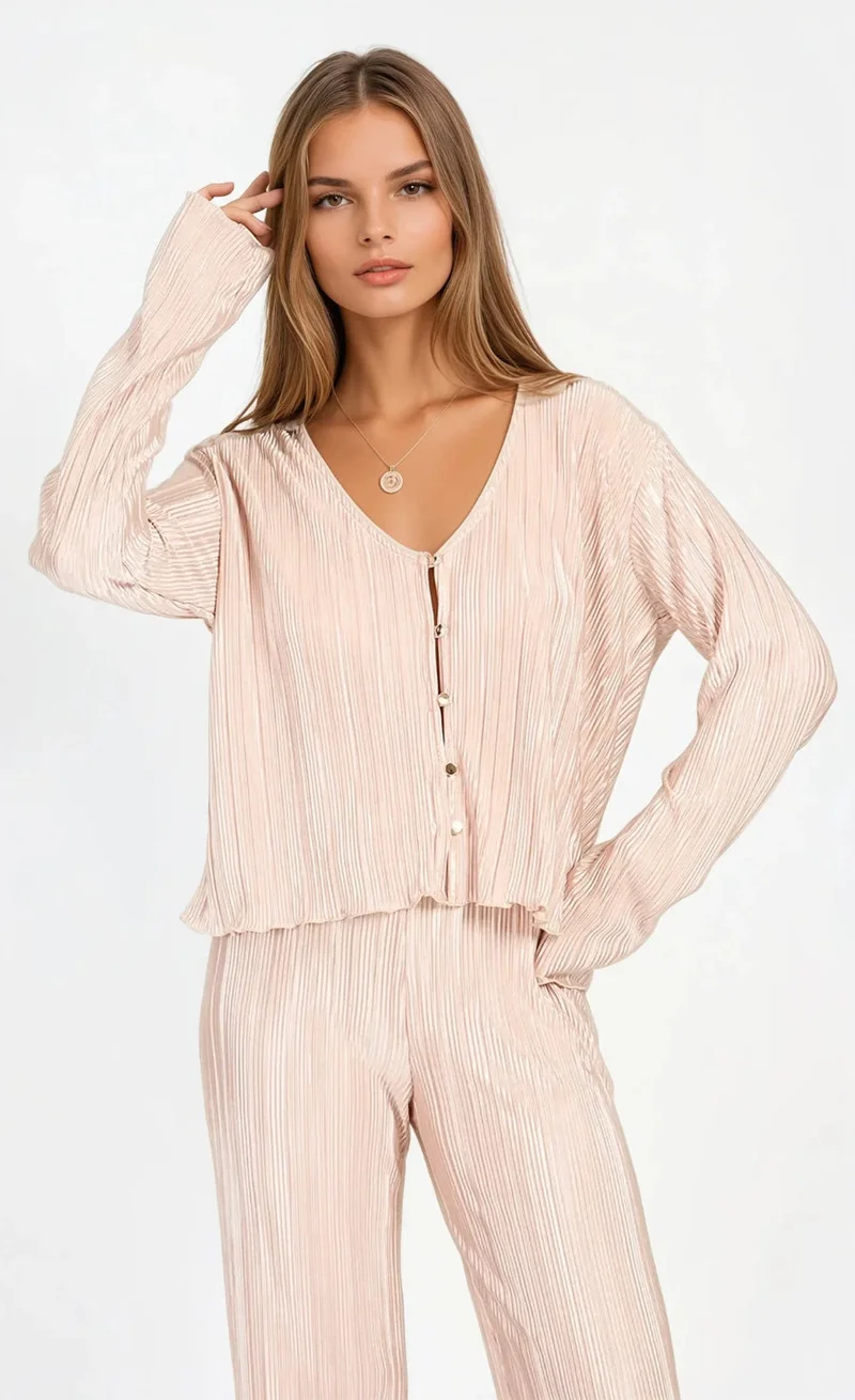 ليتل مسترس بلوزة شامبانيا مطوية