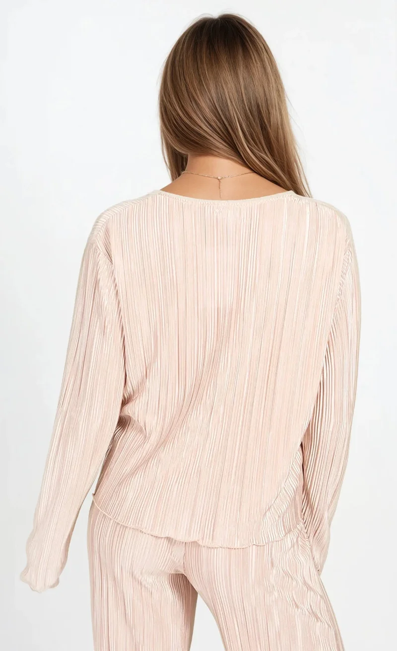 ليتل مسترس بلوزة شامبانيا مطوية