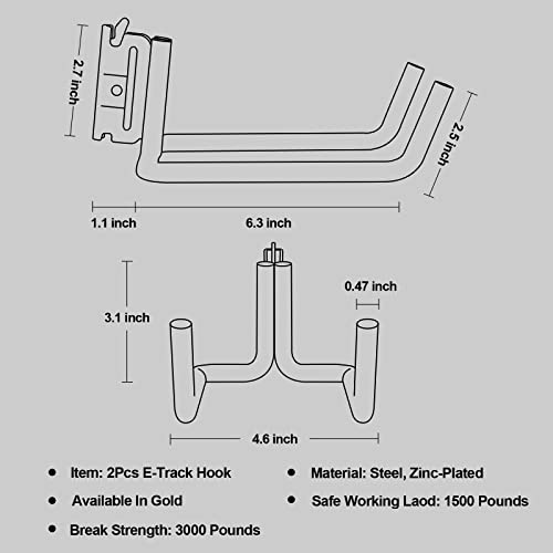 Onesnt 2 Pack E-Track J Hook Hanger with Tie Down Anchor for E Track Accessories for Enclosed Trailer Cargo Tie Down Systems in Trucks, Trailers - Image 2