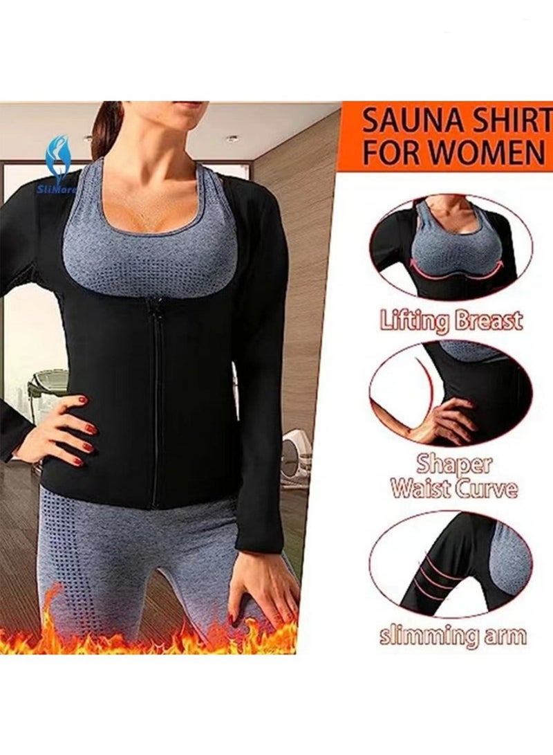 يوڠام بدلة الساونا للنساء لفقدان الوزن، قميص ساونا للنساء، سترة مدرب الخصر، مشد الجسم للياقة البدنية، توب رياضي بسحّاب - Image 2
