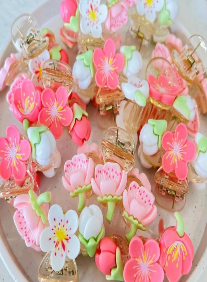 Luxelocks Floral Pack of 6 pcs Hair Claw Clips, flower Blossom Design, Pink and White, Set of 6 - Image 5