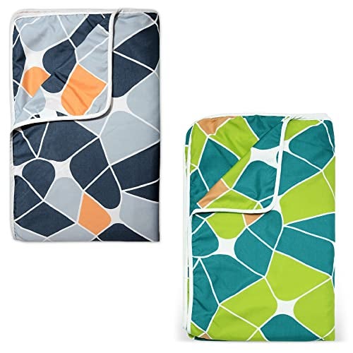 Divine Casa Polyester All-Weather 120 GSM Printed Lightweight Reversible Design Set of 2 Single Bed AC Dohar Blanket - Blue and Green| TC - 120 - Image 1