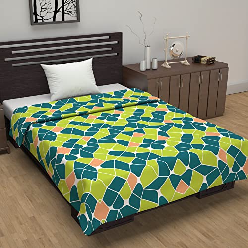 Divine Casa Polyester All-Weather 120 GSM Printed Lightweight Reversible Design Set of 2 Single Bed AC Dohar Blanket - Blue and Green| TC - 120 - Image 3