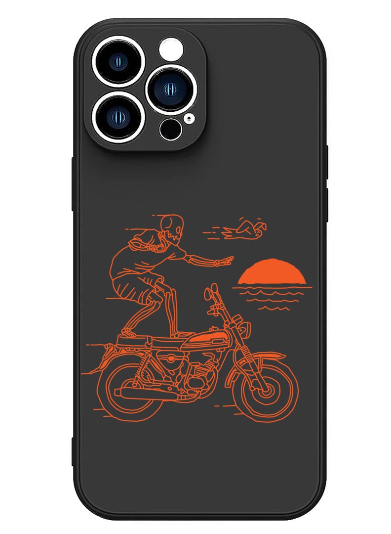 Theodor Protective Slim Fit Case Liquid Silicone Cover with Full Body Protection Anti-Scratch Shockproof Case For iPhone 13 Pro Black  - Skull - Image 1