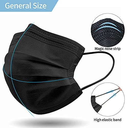 Bildos Melt-Blown Fabric 500 Masks Pack 3 Layer Disposable Face Mask for Men & Women with Nose Clip For Home, Office, School, and Outdoors, Black - Image 2