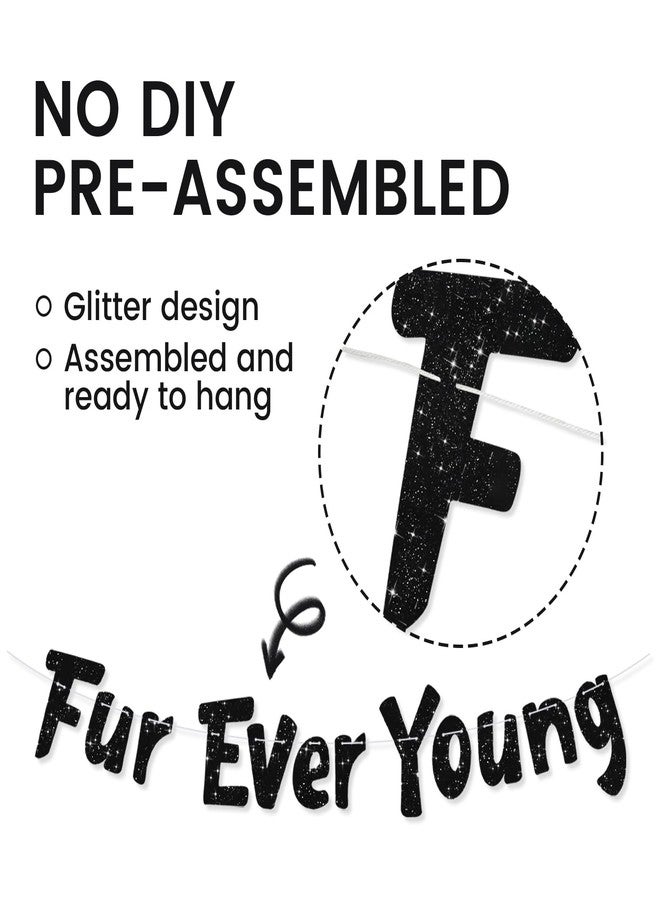بيشيدا لافتة BEISHIDA السوداء اللامعة Furever Young، لا تحتاج إلى صنعها بنفسك، لافتة زينة لأعياد ميلاد الكلاب/القطط، لوازم حفلات مضحكة للجراء والقطط الصغيرة - Image 2
