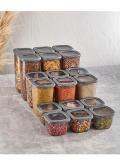 Comprox Vip Ahmet 18-Piece Labeled Beach Square Storage Container Set Smoked Jar Food Storage Container  - Image 2