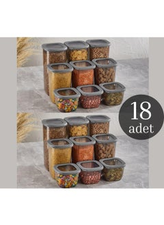 Comprox Vip Ahmet 18-Piece Labeled Beach Square Storage Container Set Smoked Jar Food Storage Container  - Image 4