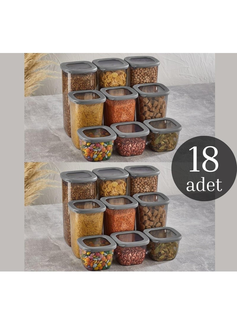 Comprox - Vip Ahmet 18-Piece Labeled Beach Square Storage Container Set Smoked Jar Food Storage Container - Image 1
