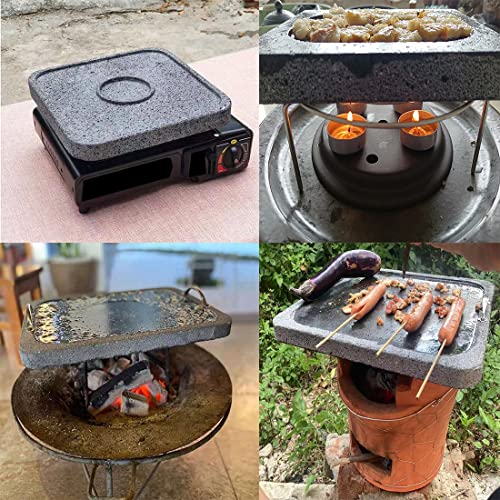 WANLIAN Lava Grill Steak Stone,Grilling Stone,Tabletop Grill Cooking Stone,11.8x7.9 x1in Grilling Plate for Oven and Barbecue Cooking Meat,Fish,Vegetable and Pizza - Image 3